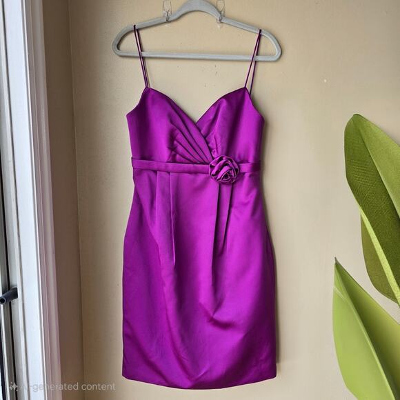 Purple Satin Mini Homecoming Dress Sleeveless Party Cocktail Size 10 M NWT - Picture 4 of 12